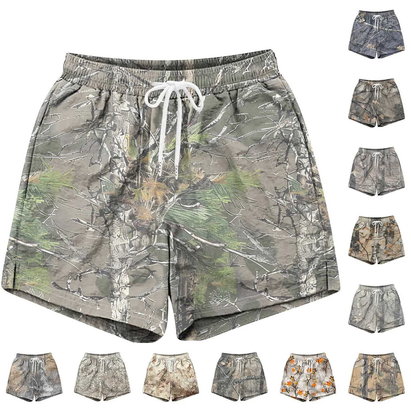 Men's Shorts 2024 Mens Casual Cotton Drawstring Summer Beach Athletic Camouflage Print Shorts z250219