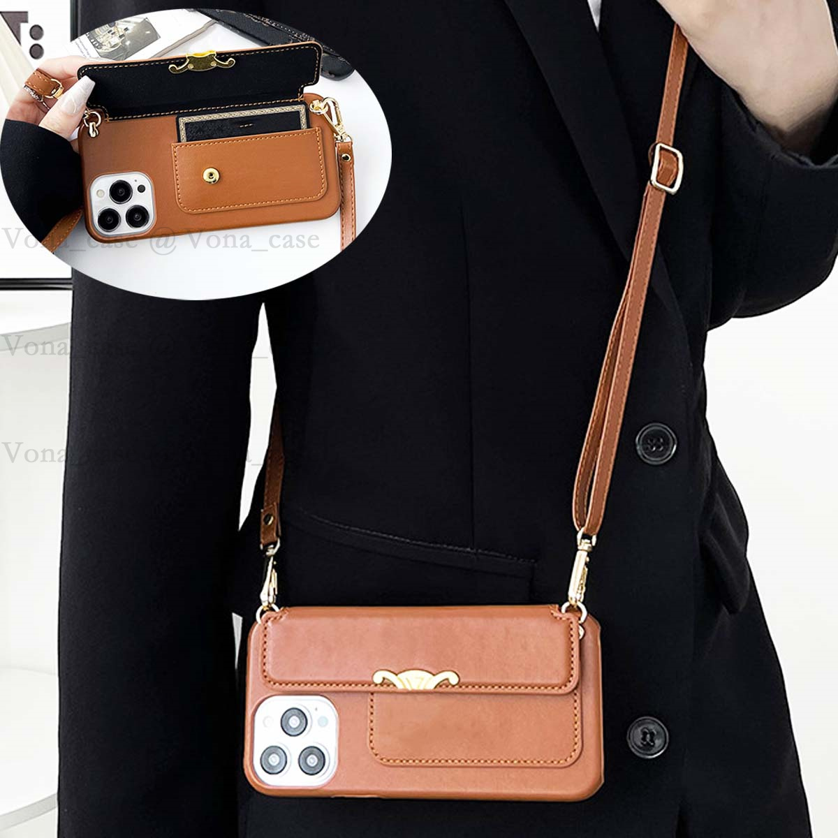 Case for iPhone 16 Pro Max with Card Holder, 16 15 14 Plus 13 12 11 Phone Case Leather with Rope iPhone Case Shockproof Anti-drop Ultra Slim Protection Wallet Phone Cover