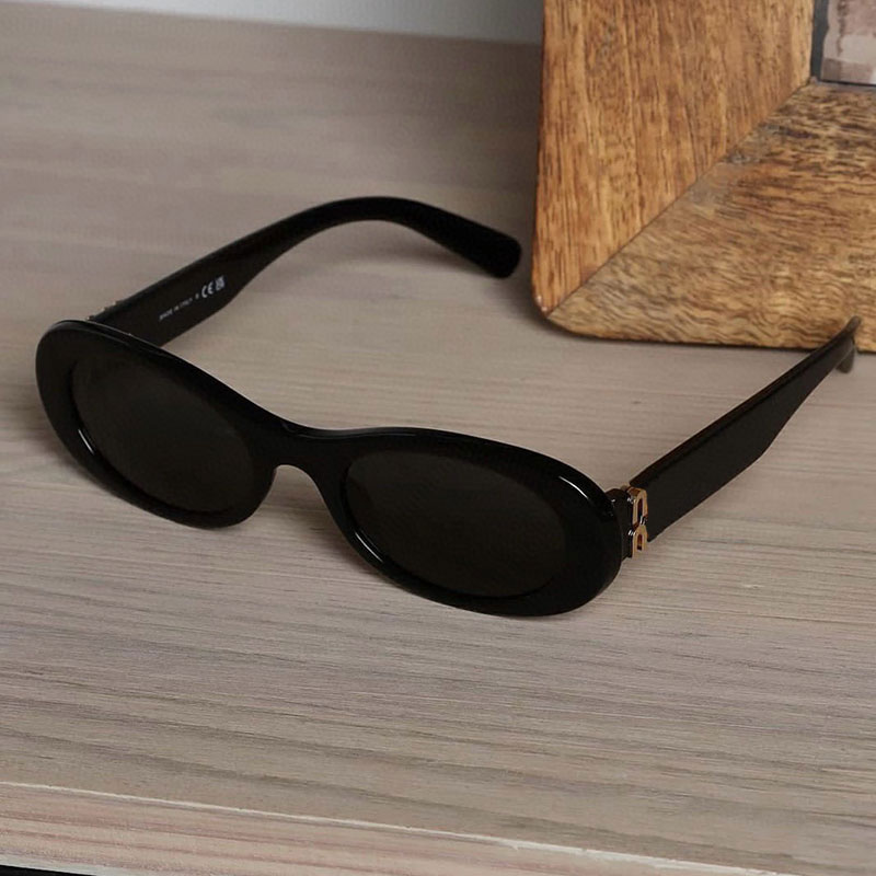 Fashion men women designer Glimpse sunglasses UV400 oval acetate frame straight edge mirror legs with metal letter logo on temples SMU06ZS party outdoor