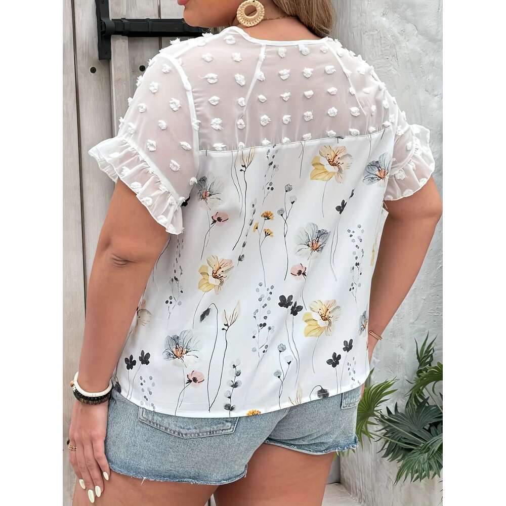 Striped Button Front Shirt, Casual Long Sleeve Curved Hem Shirt For Spring & Fall, Women's Plus Size Clothing