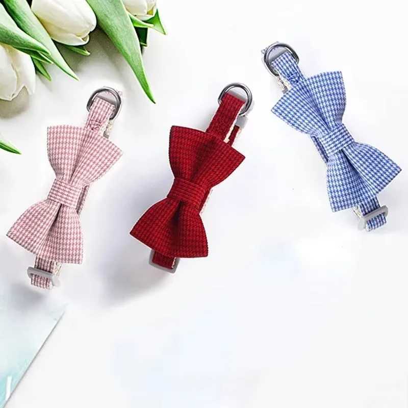 Cat Collars Adjustable Pet Collar With Cherry Handmade Knitted Cat Necklace Cute Collars For Cats Kittens Puppies Pet SuppliesXJ250218