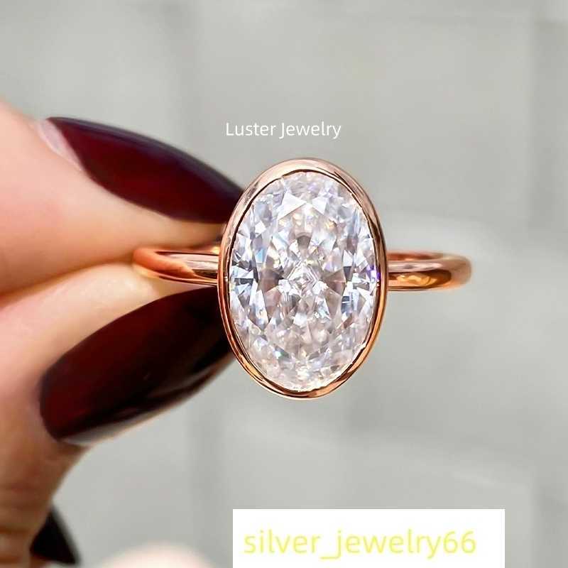 Luster Jewellery GRA D White 10/14/18k Oval Moissanite Gold Wedding Womens Rings
