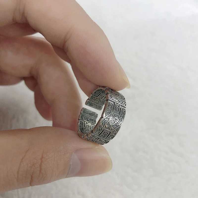 Retro Tang Grass Pattern Ring For Men Silver Color Punk Gothic Open Ring Handmade Rock Hiphop Unisex Jewelry Accessories GiftXJ250219