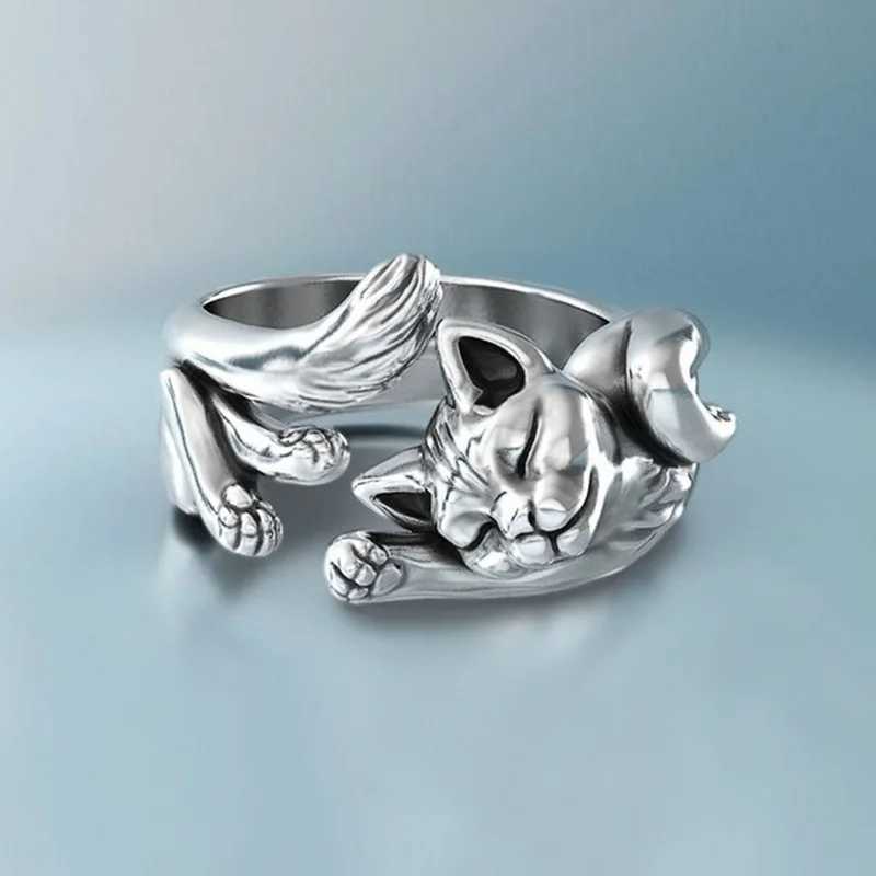 Frog Toad Animal Rings for Women men Artistic Design Retro Opening Resizable Unisex Female Statement Rings Silver Color GiftXJ250219