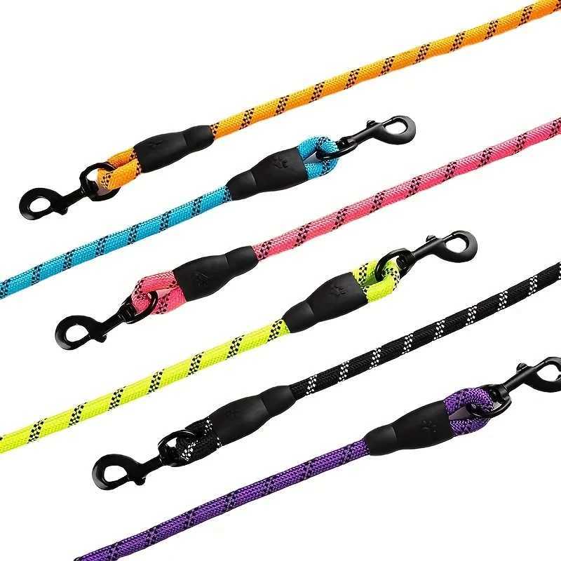 Reflective Dog Leash With Comfortable Padded Handle - Double Heavy Duty Traction Rope For Strong Dogs - Enhance Safety And ContrXJ250218