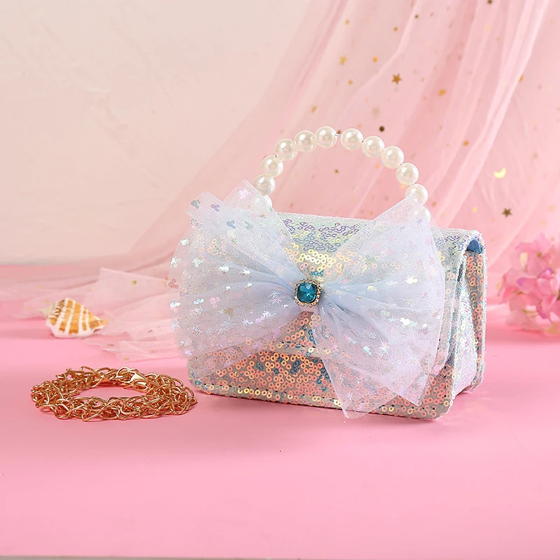 Children Wallet Small Bag Cute Girl Classic Coin Purse Handbag Flower Beading Princess Kid Money Bag Baby Shoulder Bag 250219