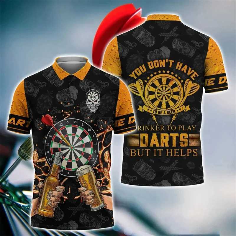 Darts Turntable Graphic Short Sleeve Polo Shirts For Men Clothes Casual Party Lapel POLO Shirt Fan Of Knives Club Team Male TopsXJ250219
