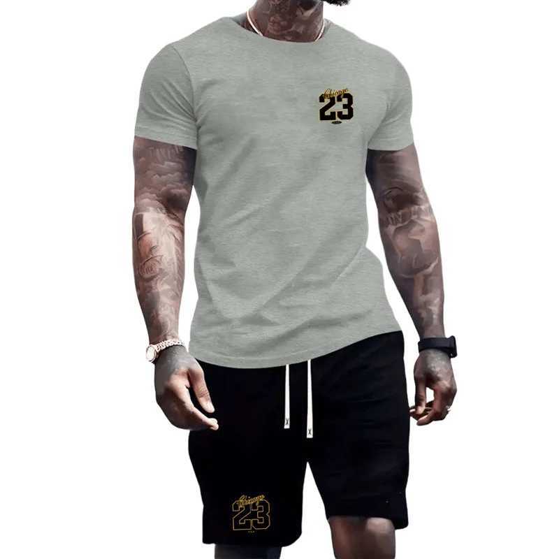 2024 Summer Fashion Mens Sportswear T-shirt Shorts Set Casual Short Sleeve Set Jogging Fitness Clothing Brand ClothingXJ250218