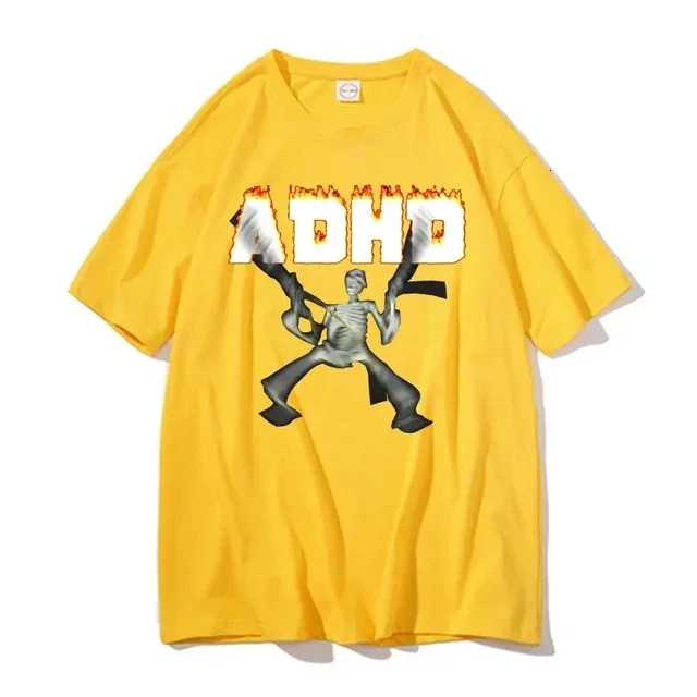 Adhd Skeleton Meme T-shirts Classic Vintage Humor Horror Funny Skull T Shirt Men Women Casual Hip Hop Summer Oversized T Shirt 250217