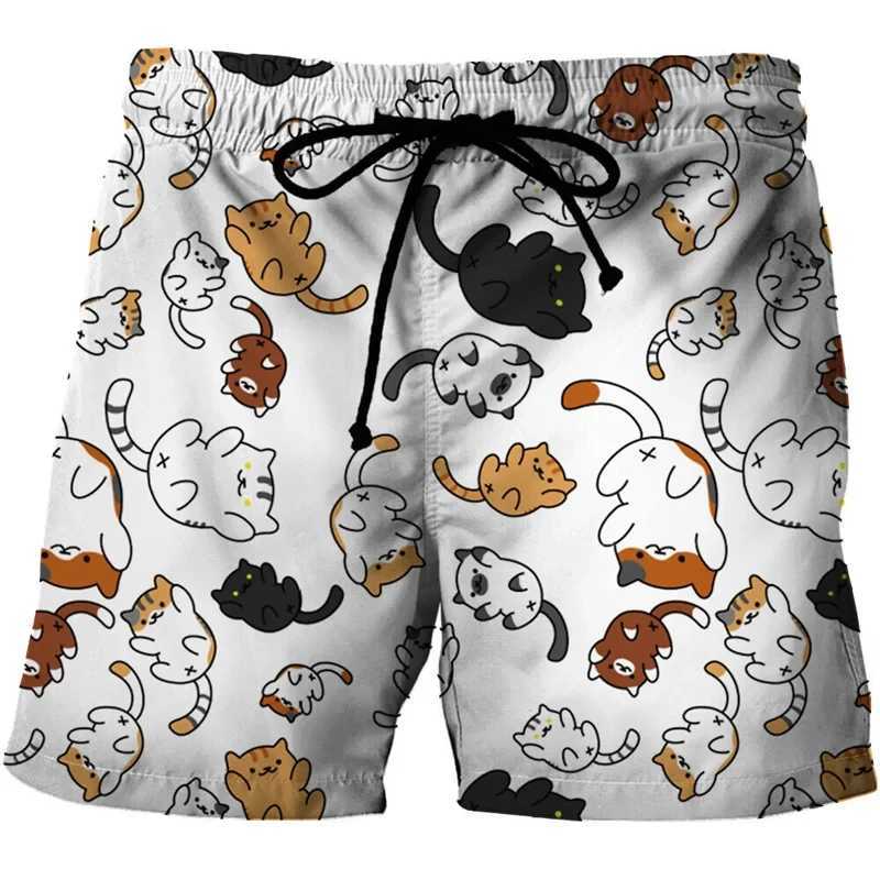 3D Cats Print Shorts Men Women Kid Fashion Y2k Leisure Oversize Short Pants Summer Cool Mens Swim Short Sport Beach Shorts W250219