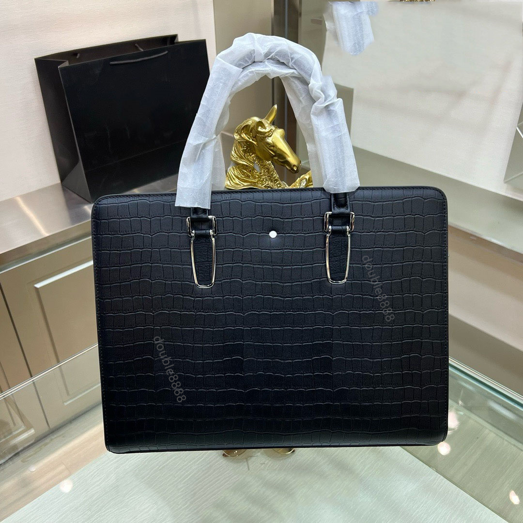 Designer Man's Briefcase genuine Leather Business Work Bag Document Bag Handbag Alligator Pattern Luxury Black Crossbody Bag Shoulder Bag Travel Bag messenger bag