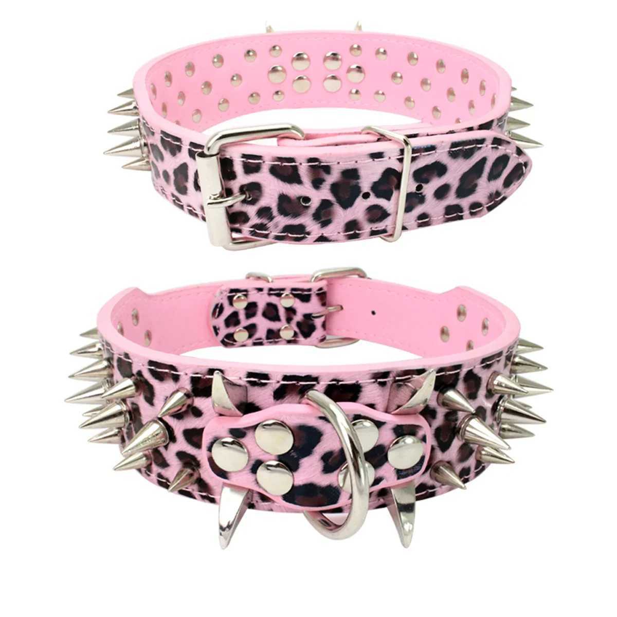 Spiked Dog Collar and Leash Set Rivet Leather Dog Collar Adjustable Dog Collar for Outdoor WalkingXJ250218