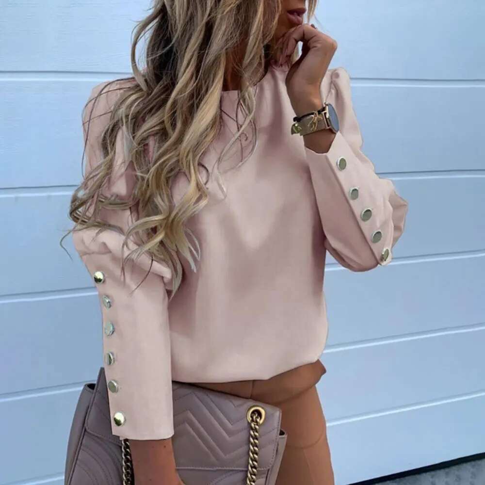 Jocoo Jolee Women Metal Buttons Long Sleeve Blouse Office Lady Shirt Pineapple Print Tops Oversized Casual Loose Blouses