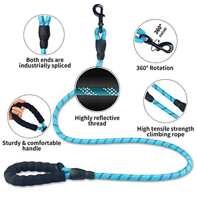 3M Reflective Dog Leash With Comfortable Padded Handle Double Heavy Duty Traction Rope for Dogs Suitable Small to Large DogsXJ250218