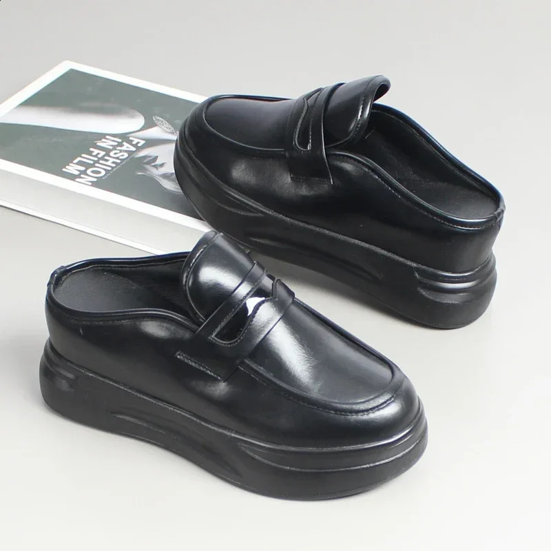 Spring/Summer Thick soled External Sandals 8CM Mule Shoes Womens Flat Shoes Womens Slippers Womens Slippers 250213