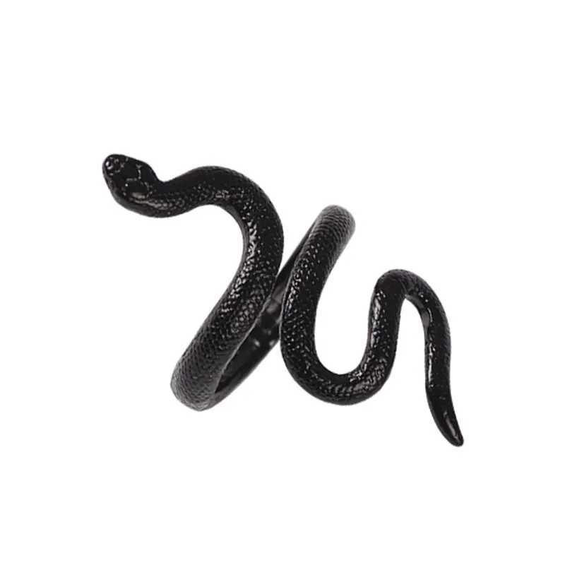 Anime Rings for Men Women Punk Goth Snake Ring Exaggerated Black Plated Gothic Adjustable Party Gift Jewelry Mujer BijouxXJ250219