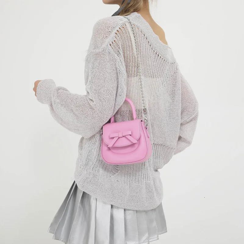 Sweet Bow Children Small Shoulder Bags Lovely Girls Mini Crossbody Bag Cute Princess Candy Color Coin Purse Chain Handbags 250219