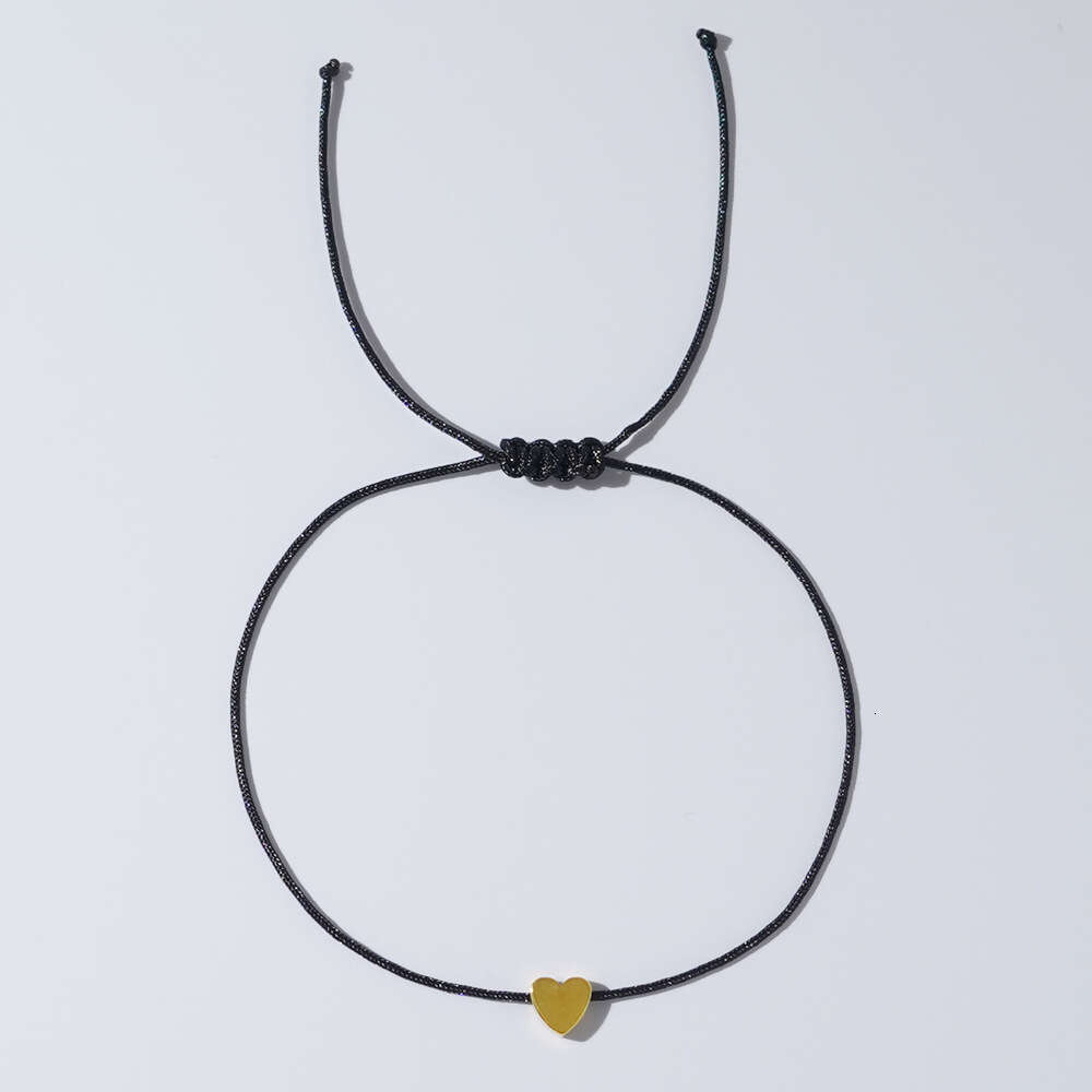 Colorful Iron Gallstone Valentine's Day Bracelet with High Quality and Adjustable Peach Heart Weaving Handstring, Love Couple Hand Rope