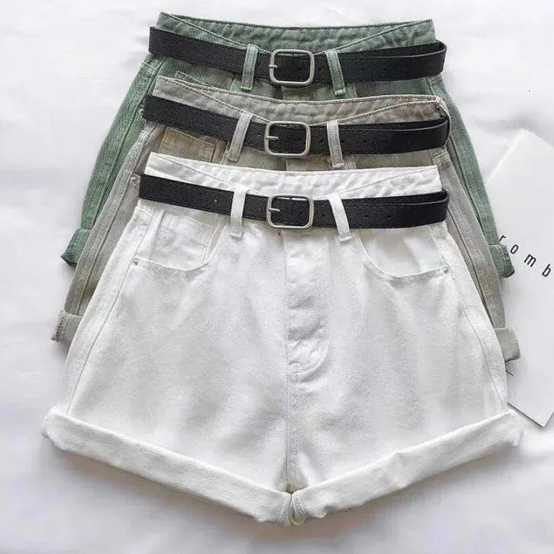 Womens summer denim solid press fit high waist wide leg casual streetwear fashionable slim fit simple 250214