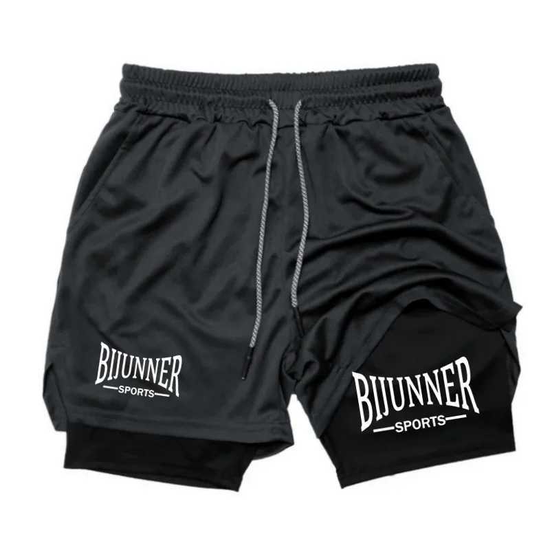 Running 2 in Double Layer Sports Shorts Casual Gym Workout Tight Shorts Brand Jogger Mesh Quick Drying Sportswear Summer W250219