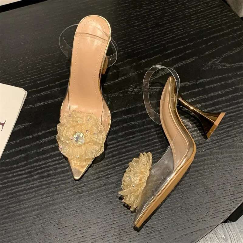 Spring Fashion Crystal wer Designer Women Pumps PVC Transparent High Heels Sexy Pointed Toe Party Dress Sandals Shoes