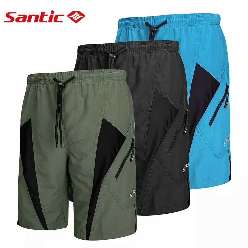 Men's Shorts Santic Men Cycling Shorts Downhill Shorts 3D Padded Coolmax Loose Fit Underwear MTB Bicycle Bottoms Riding Fitness z250219