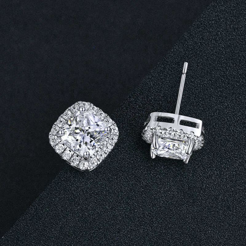 Luster 3ct Cushion Cut D White Fashion Moissanite 925 Sterling Silver Gemstone Earrings Jewelry for Women