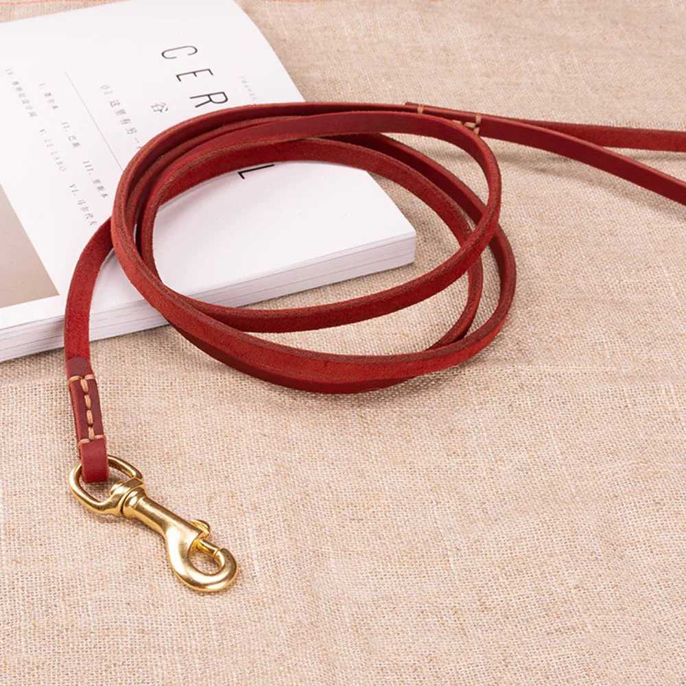 Hand-made Real Leather Pet Puppy Dog Leash for Small Dogs and Cats Lightweight Slender Genuine Leather Dog Leash Brown Red GreenXJ250218