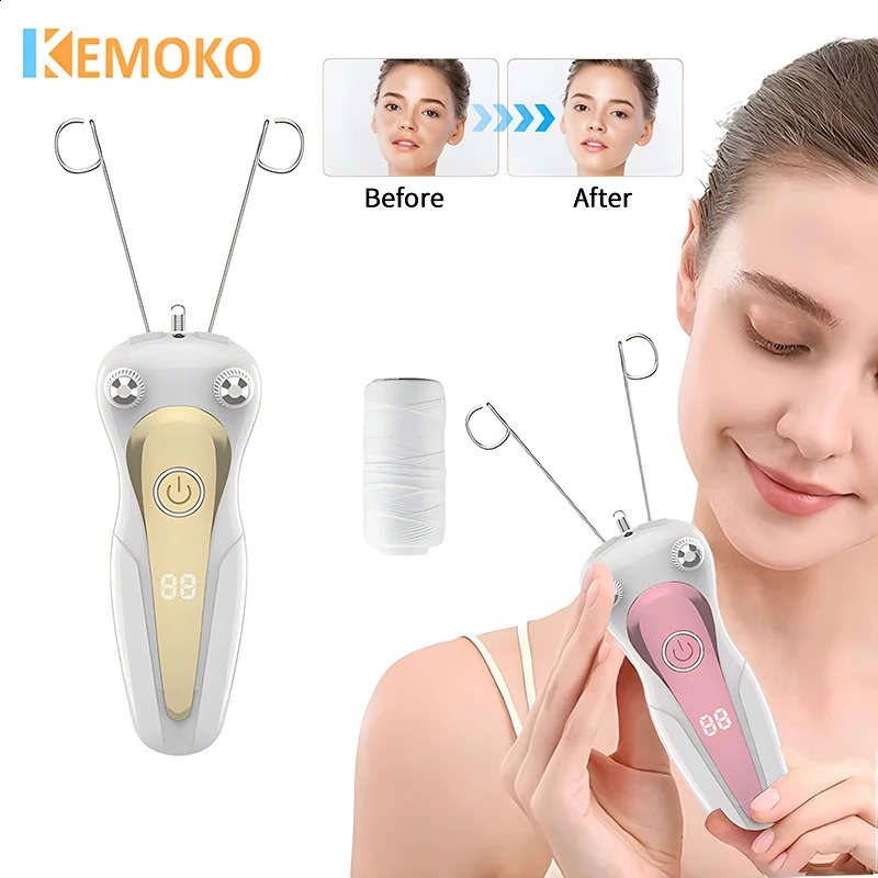 KEMOKO Cotton Thread Epilator Electric Women Hair Remover Defeather Instant Removal Threading Depilation LCD Display 250217