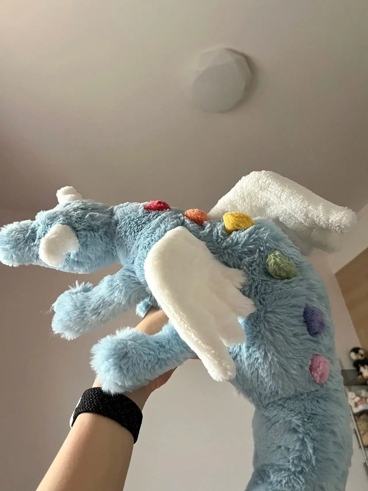 Sky Blue Dragon Loong Plush Toy Stuffed Giant Fantastic Cartoon TV White Wings Animal Plushie Soft Fluffy Gift 250219
