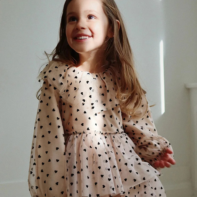 KS Spring Baby Girls Cotton Mesh Dress Skirt Kids Clothes Girls Dresses Infant Children Christmas Party Long Sleeve Dresses 250219
