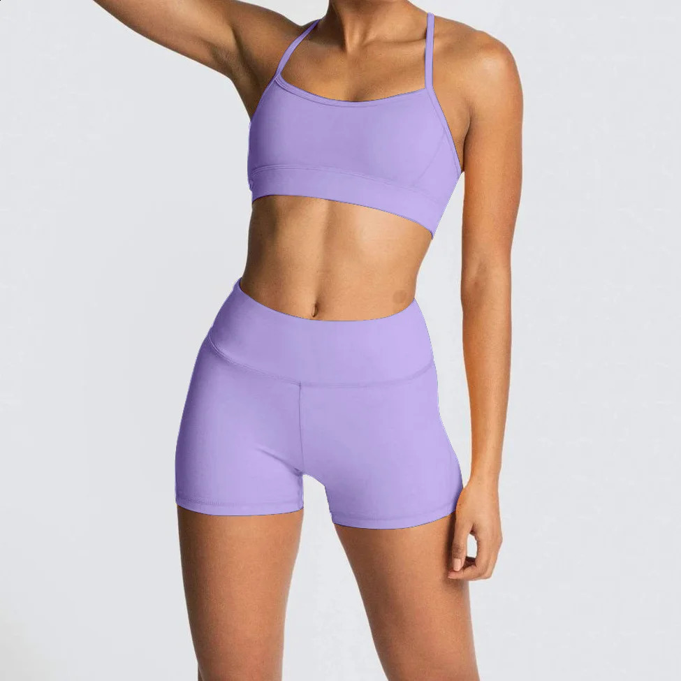 ins Dot pattern Seamless Yoga Two-piece Set Running Bra Shorts Sports Underwear Beauty Back Fitness Gym 2-piece Short Suit 250219