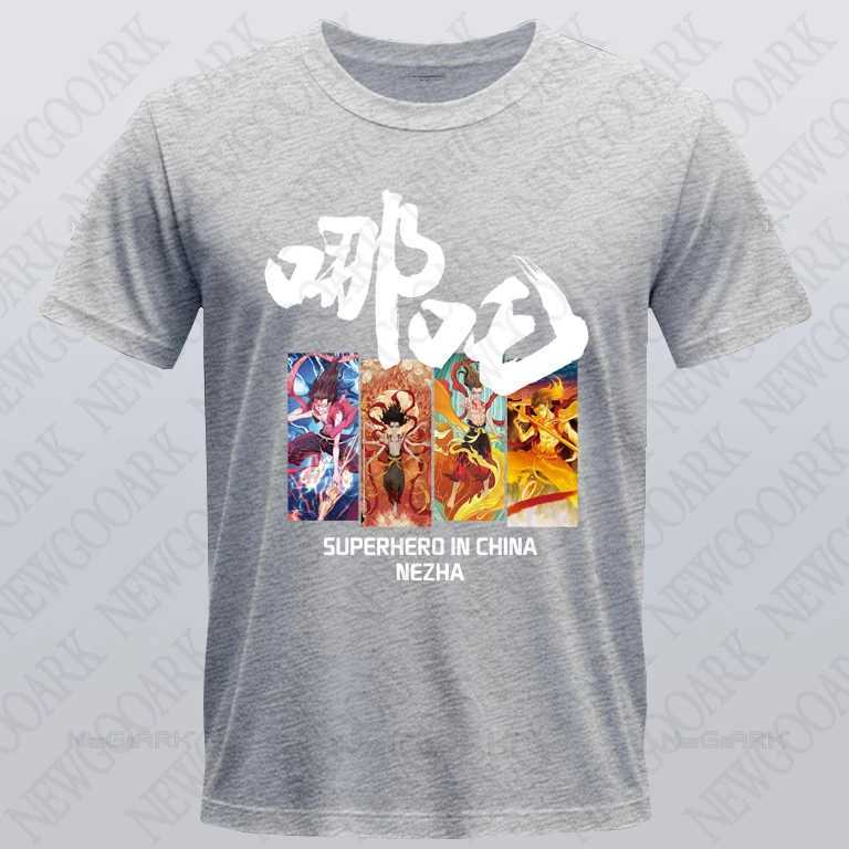 Movie T-shirt Nezha Superhero Printed Graphic Mens and Womens Cotton Casual Shirt Short Sleeve M250218
