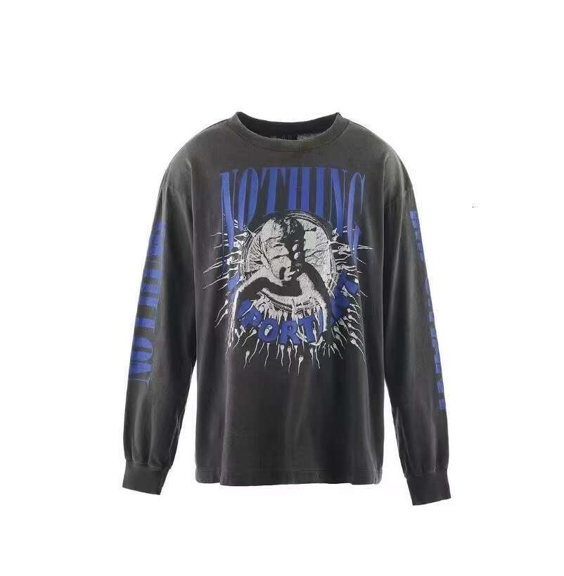 SAINT MICHAEL new washed vintage loose American high street trendy long sleeved base T-shirt