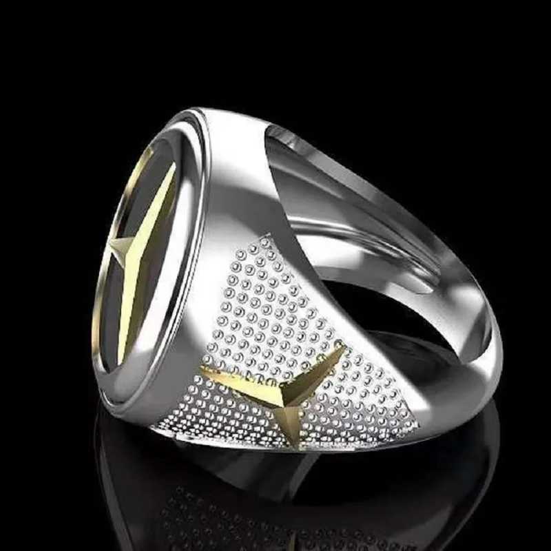Creative personality Mercedes-Benz mens ring European and American punk style punk hip hop ringXJ250219