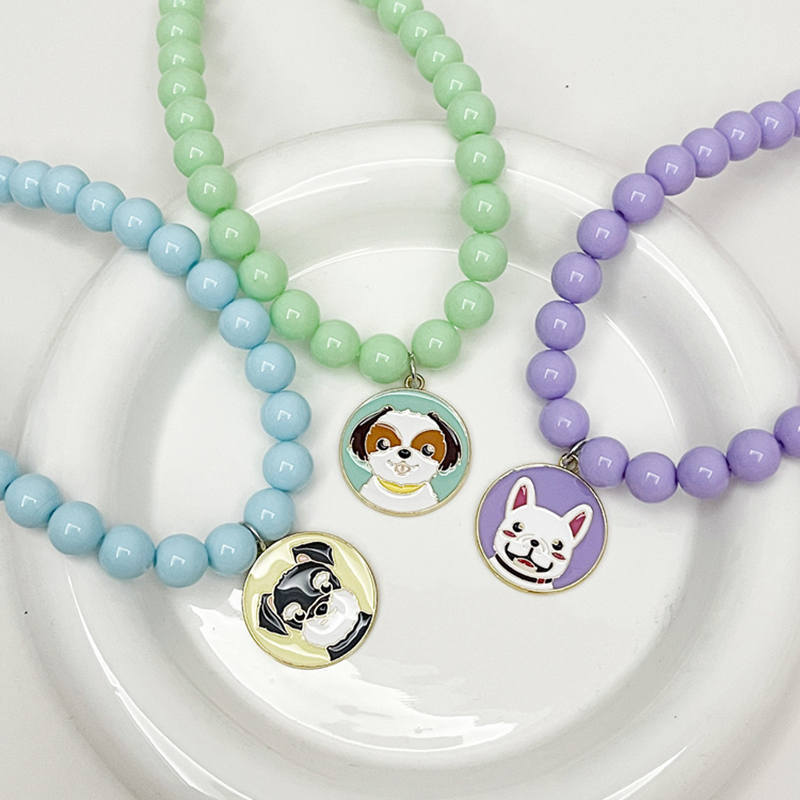 Fashion Colored Dog Necklace with Small Dog Charm, Cute Dog Necklace, Adjustable Pet Necklace for Small Medium Dog Chihuahua Birthday Gift, Party Dres