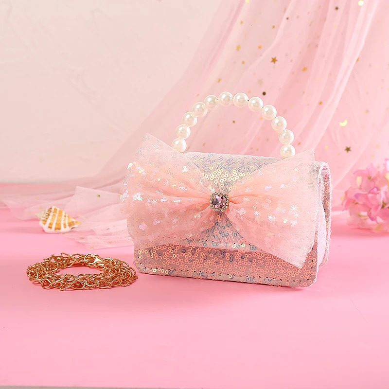 Children Wallet Small Bag Cute Girl Classic Coin Purse Handbag Flower Beading Princess Kid Money Bag Baby Shoulder Bag 250219