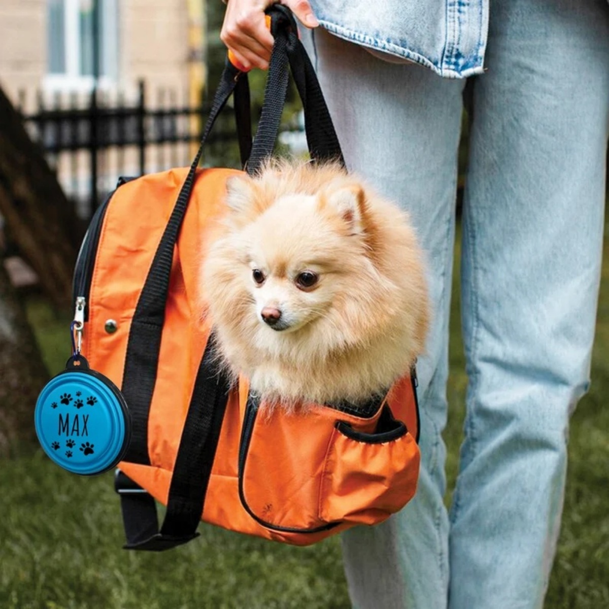 Personalized Silicone Foldable Travel Dog Bowl - Collapsible Water & Food Containers-350ml
