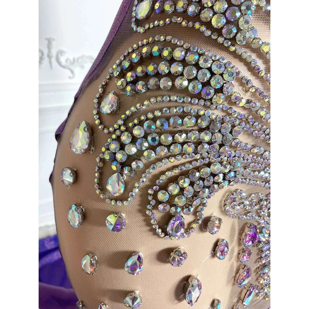 Sparkly Purple African American Long Prom Dresses For Black Girls Mermaid Beaded Crystals Women Party Evening Gown Customized