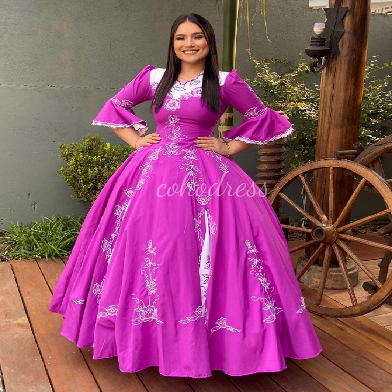 Carnival Women's Hot Pink Evening Dress V Neck Flamenco Spanish Prom Dress Elegant Arabian Turkish Formal Dance Dress Ballroom Festive Vestio De 
