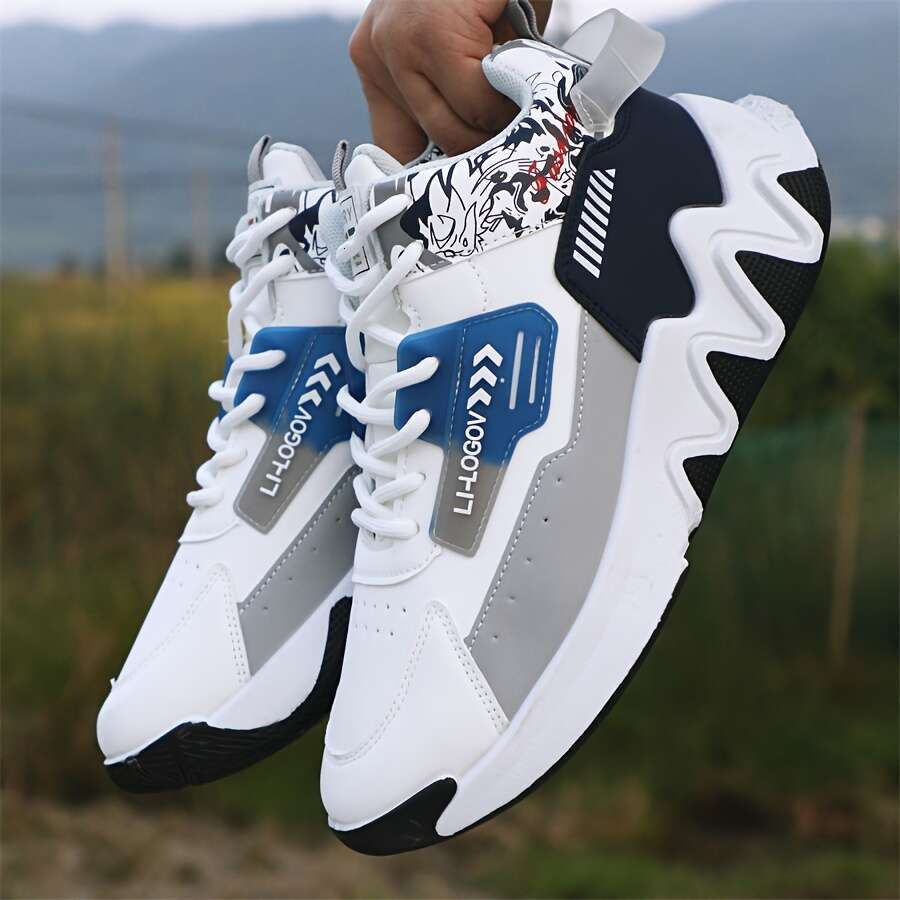 fashionable high top running cartoon pattern, casual style, comfortable non slip lace up sports shoes, PU upper, fabric ing, rubber sole, run ning,