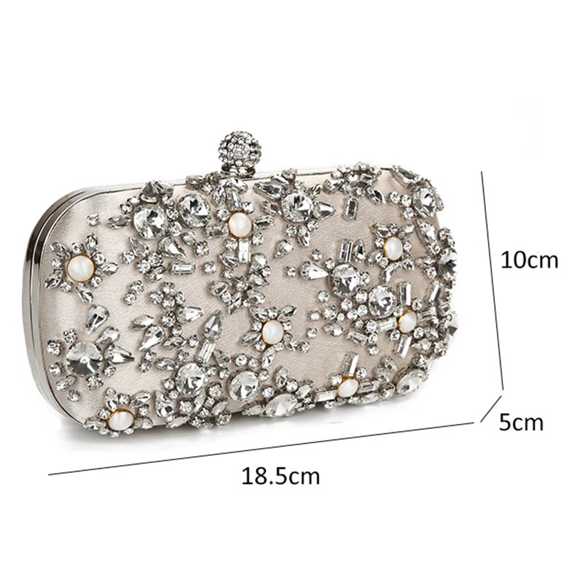 Womens Evening Clutch Bag Party Purse y Wedding Clutches For Bridal Exquisite Crystal Ladies Handbag Apricot Silver Wallet 250218