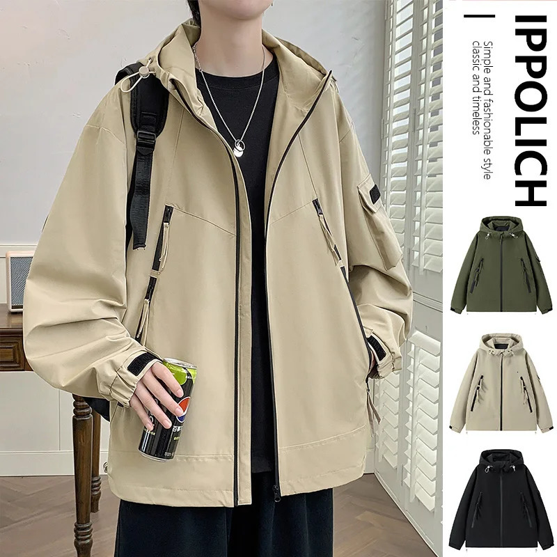 Autumn Mens Jacket Korean Fashion Casual Hooded Coat Spring Wearresistant Outdoor Jackets Street Trend Large Size M8XL 250210