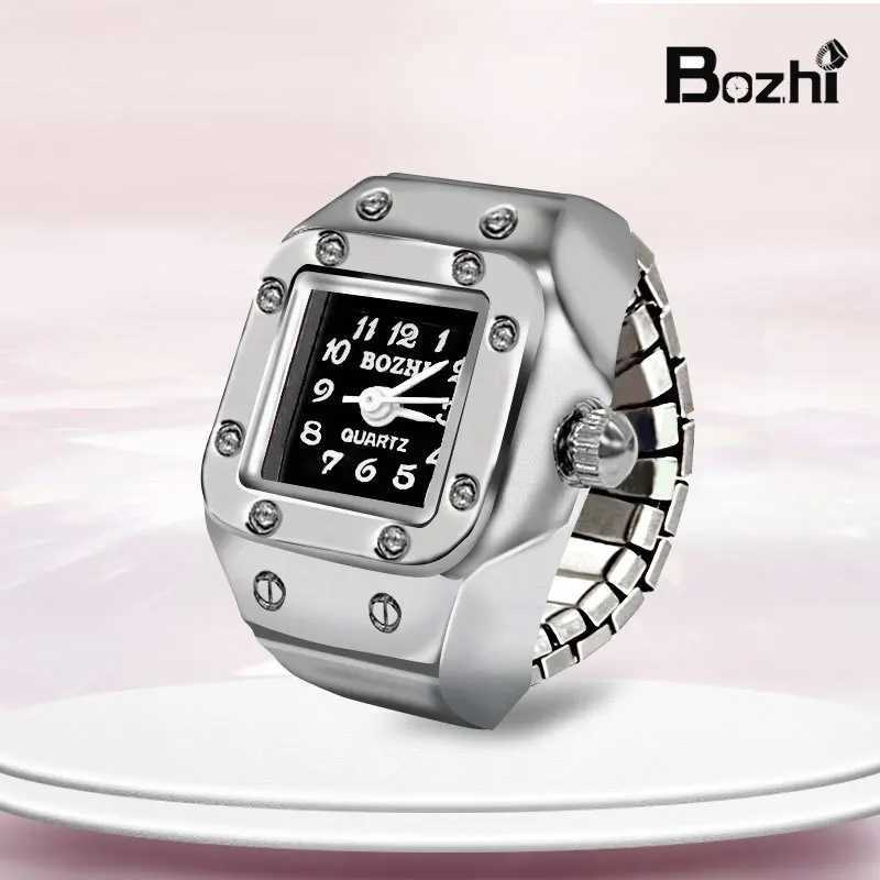 Y2K Punk Quartz Watch Rings for Couple Women Man Hip Hop Mini Elastic Stretchy Watch Finger Ring Retro Fashion Jewelry GiftXJ250219