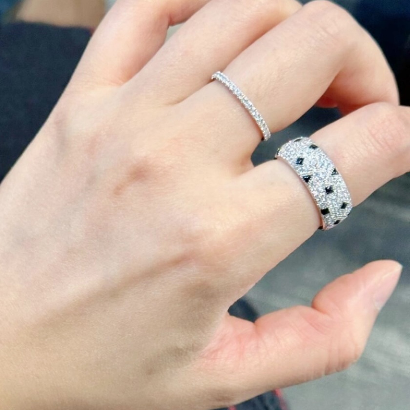 Designer leopard spots ring panthere wide rings for women US size 678 inlaid moissanite counter quality 041