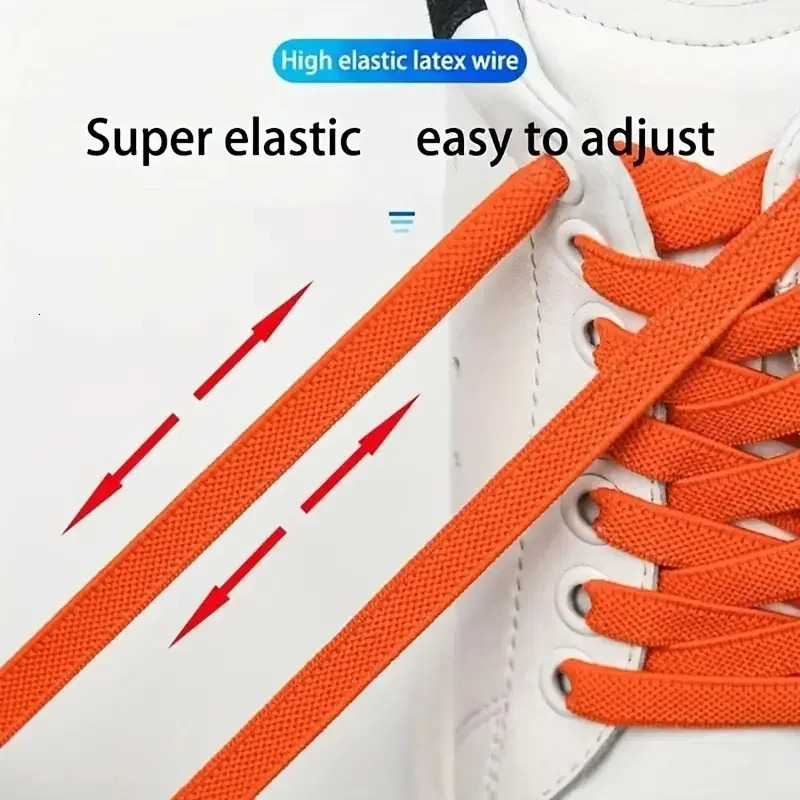 8MM No Tie Shoe Laces Press Lock Shoelaces Without Ties Elastic Sneaker Kids Adult Widened Flat Shoelace for Shoes w250219