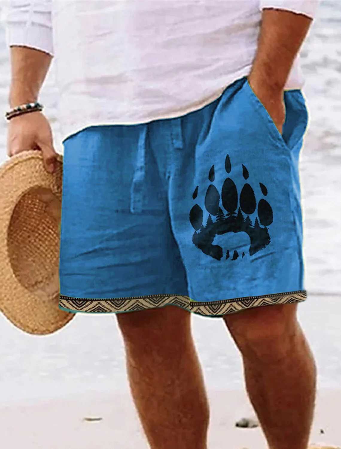 2024 New Mens Retro Bear Paw 3D Printed Shorts Mens Summer Breathable Retro Shorts Fitness Street Shorts Mens Clothing Mens W250219