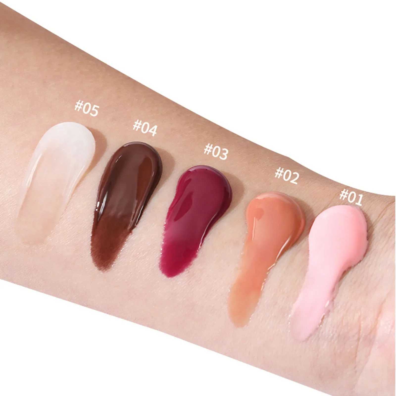 1pcs Soft Tube Mirror Lip Gloss Lip Oil Nude Brown Plumping Lip Gloss Moisturizing Transparent Lipgloss Beauty Cosmetics MakeupW250219