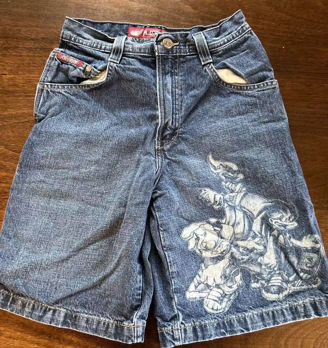 Personalized Designer Denim Shorts With Graffiti Print Retro Street Denim Shorts From The United States Hip-hop Casual Loose Fit Old Washed Shorts Men