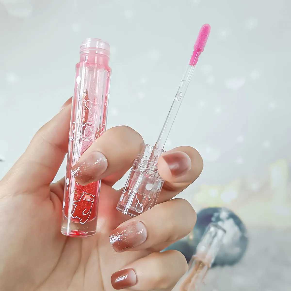 Strawberry Pink Beep Lip Gloss Lip Oil Translucent Lip Gloss lW250219